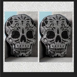 2 -SPARKLES HOME Luminous Sugar Skull Pillows
